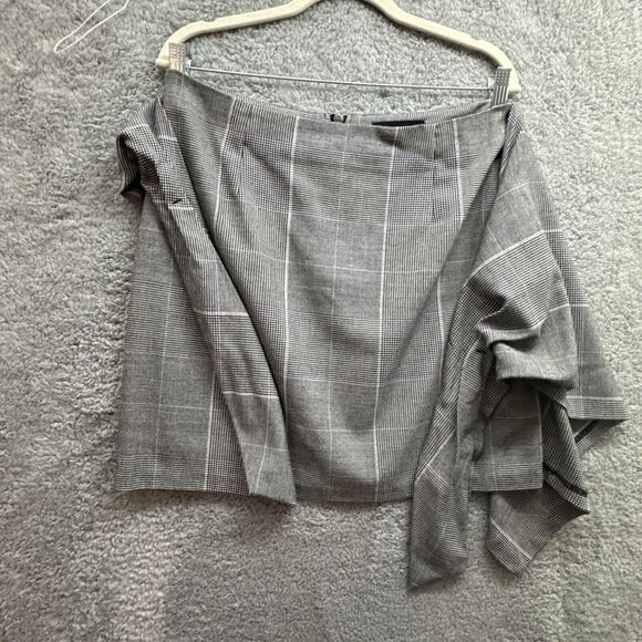 Who What Wear Skirt Womens 8 Wrap Plaid Black Asymmetrical Clueless Prep Ivy - Picture 8 of 14